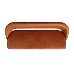 Oakley Orange Velvet Upholstered 3 Seater Dining Bench With Contrast Piping -Daals Store DCH 2147 ORANGE VEL WB4