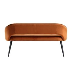 Oakley Orange Velvet Upholstered 3 Seater Dining Bench With Contrast Piping -Daals Store DCH 2147 ORANGE VEL WB6