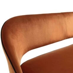 Oakley Orange Velvet Upholstered 3 Seater Dining Bench With Contrast Piping -Daals Store DCH 2147 ORANGE VEL detail2