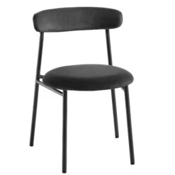 Donna Set Of 2 Charcoal Velvet Dining Chairs -Daals Store DCH 2149 CHARCOAL VEL 2P WB3