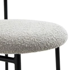Donna Light Grey Boucle Dining Chairs - Set of 2 Modern Curved Back with Black Metal Legs -Daals Store DCH 2149 GREY BOUCLE 2P detail2
