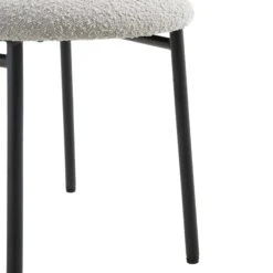 Donna Light Grey Boucle Dining Chairs - Set of 2 Modern Curved Back with Black Metal Legs -Daals Store DCH 2149 GREY BOUCLE 2P detail4