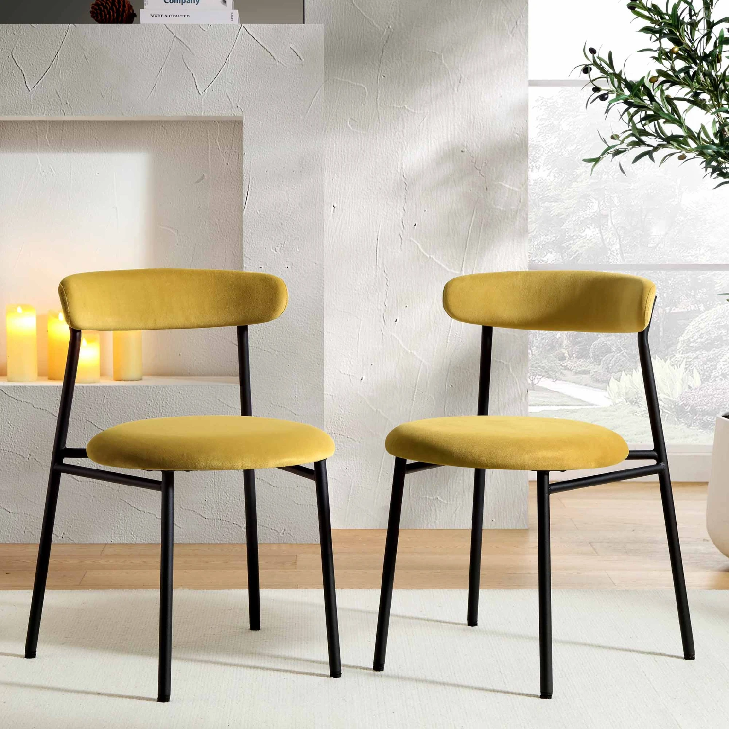 Donna Set Of 2 Mustard Yellow Velvet Dining Chairs 1 Donna Set Of 2 Mustard Yellow Velvet Dining Chairs