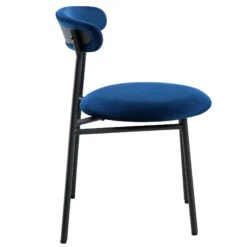 Donna Set Of 2 Navy Blue Velvet Dining Chairs -Daals Store DCH 2149 NAVY VEL 2P WB4