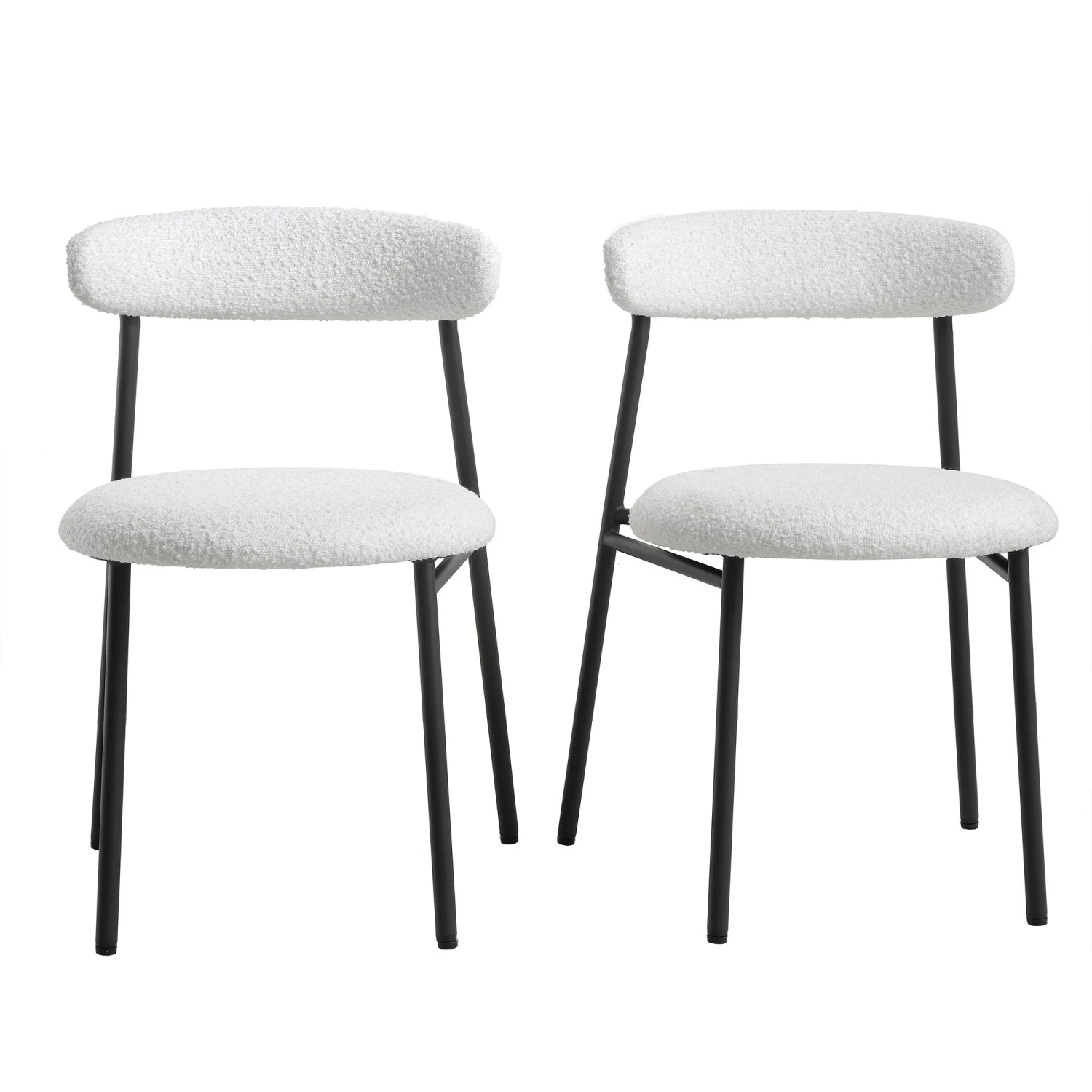 Donna Set Of 2 White Boucle Dining Chairs 2 Donna Set Of 2 White Boucle Dining Chairs - Image 2