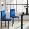 Fernie Set Of 2 Navy Blue Velvet Dining Chairs With Upholstered Legs