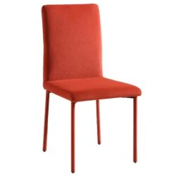 Fernie Ochre Burnt Orange Velvet Dining Chairs (Set of 2) – Fully Upholstered Seamless Modern High Back Design -Daals Store DCH 2151 OCHRE VEL 2P WB3