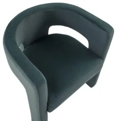 Greenwich Aegean Blue Velvet Dining Chair – Curved Back Modern Accent Chair with Blocky Legs -Daals Store DCH 2159 AEGEAN VEL WB6