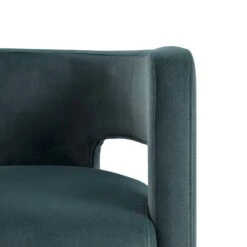 Greenwich Aegean Blue Velvet Dining Chair – Curved Back Modern Accent Chair with Blocky Legs -Daals Store DCH 2159 AEGEAN VEL detail1