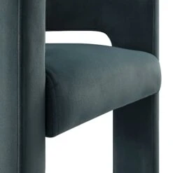 Greenwich Aegean Blue Velvet Dining Chair – Curved Back Modern Accent Chair with Blocky Legs -Daals Store DCH 2159 AEGEAN VEL detail2