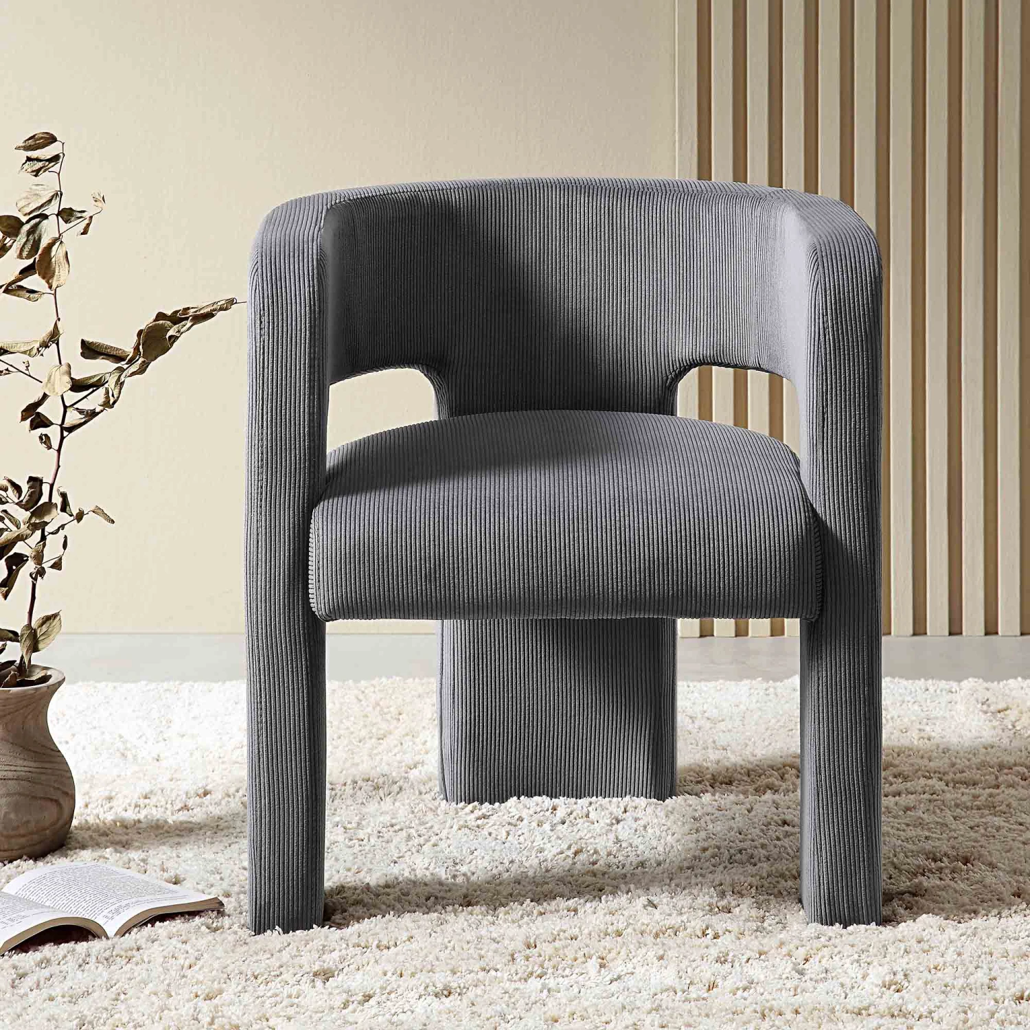 Greenwich Medium Grey Corduroy Dining Chair β Curved Backrest Modern Accent Chair 1 Greenwich Medium Grey Corduroy Dining Chair β Curved Backrest Modern Accent Chair