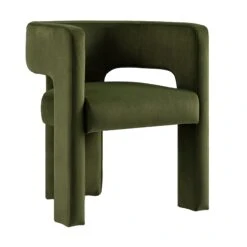 Greenwich Moss Green Velvet Dining Chair – Curved Backrest Contemporary Accent Chair -Daals Store DCH 2159 MOSS VEL WB2
