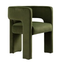 Greenwich Moss Green Velvet Dining Chair – Curved Backrest Contemporary Accent Chair -Daals Store DCH 2159 MOSS VEL WB3