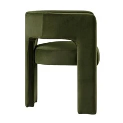 Greenwich Moss Green Velvet Dining Chair – Curved Backrest Contemporary Accent Chair -Daals Store DCH 2159 MOSS VEL WB4