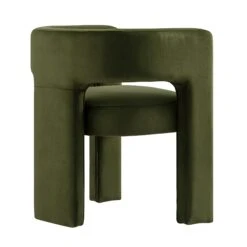 Greenwich Moss Green Velvet Dining Chair – Curved Backrest Contemporary Accent Chair -Daals Store DCH 2159 MOSS VEL WB5