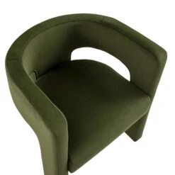 Greenwich Moss Green Velvet Dining Chair – Curved Backrest Contemporary Accent Chair -Daals Store DCH 2159 MOSS VEL WB6
