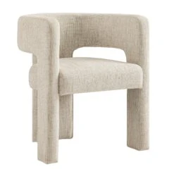 Greenwich Oatmeal & Beige Woven Textured Fabric Dining Chair β Curved Back Modern Accent Seat 23 Greenwich Oatmeal & Beige Woven Textured Fabric Dining Chair β Curved Back Modern Accent Seat -Daals Store DCH 2159 OAT WOV WB2