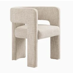 Greenwich Oatmeal & Beige Woven Textured Fabric Dining Chair β Curved Back Modern Accent Seat 25 Greenwich Oatmeal & Beige Woven Textured Fabric Dining Chair β Curved Back Modern Accent Seat -Daals Store DCH 2159 OAT WOV WB3