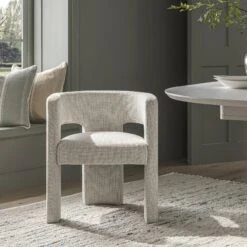 Greenwich Oatmeal & Beige Woven Textured Fabric Dining Chair β Curved Back Modern Accent Seat 18 Greenwich Oatmeal & Beige Woven Textured Fabric Dining Chair β Curved Back Modern Accent Seat -Daals Store DCH 2159 OAT WOV scene2