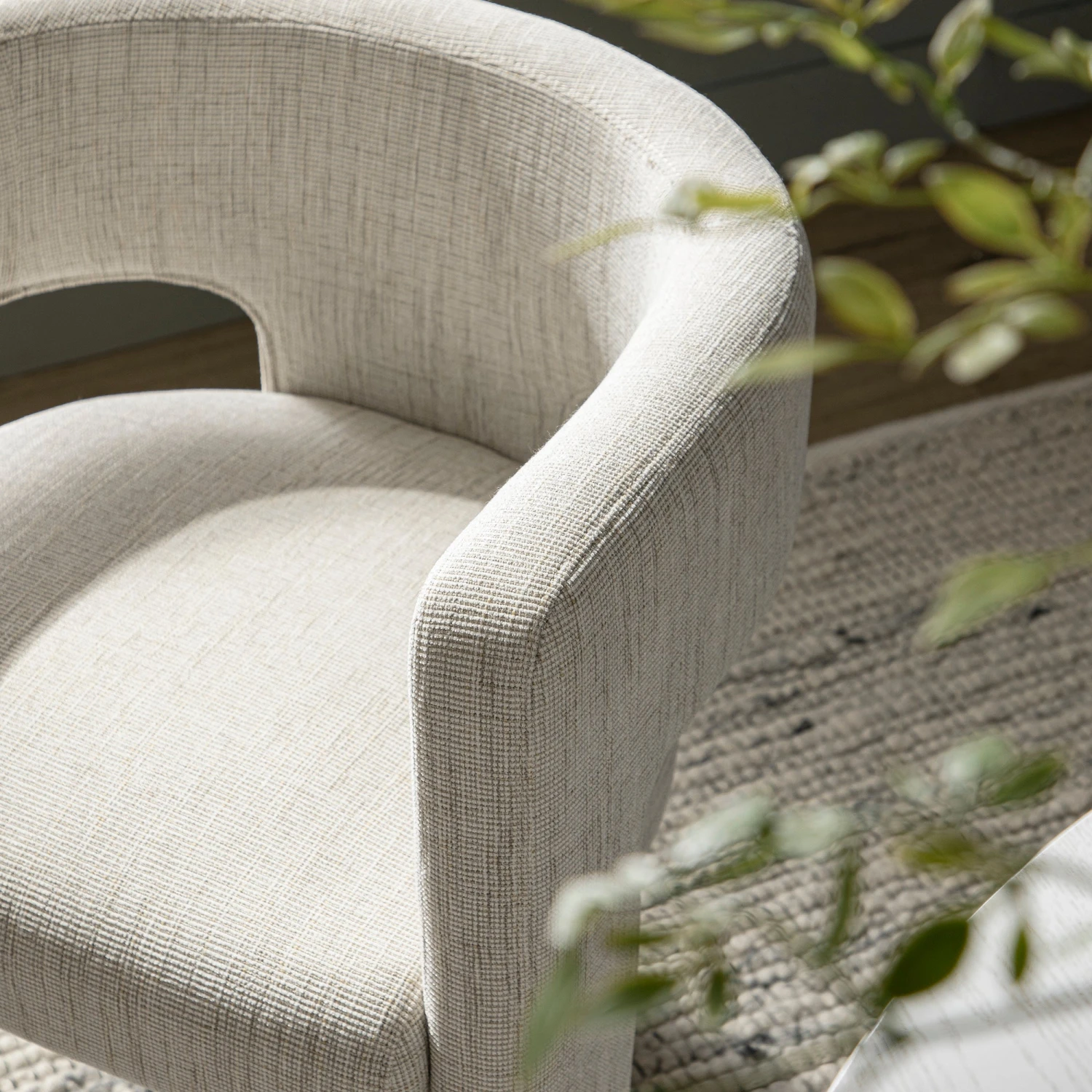 Greenwich Oatmeal & Beige Woven Textured Fabric Dining Chair β Curved Back Modern Accent Seat 5 Greenwich Oatmeal & Beige Woven Textured Fabric Dining Chair β Curved Back Modern Accent Seat - Image 5