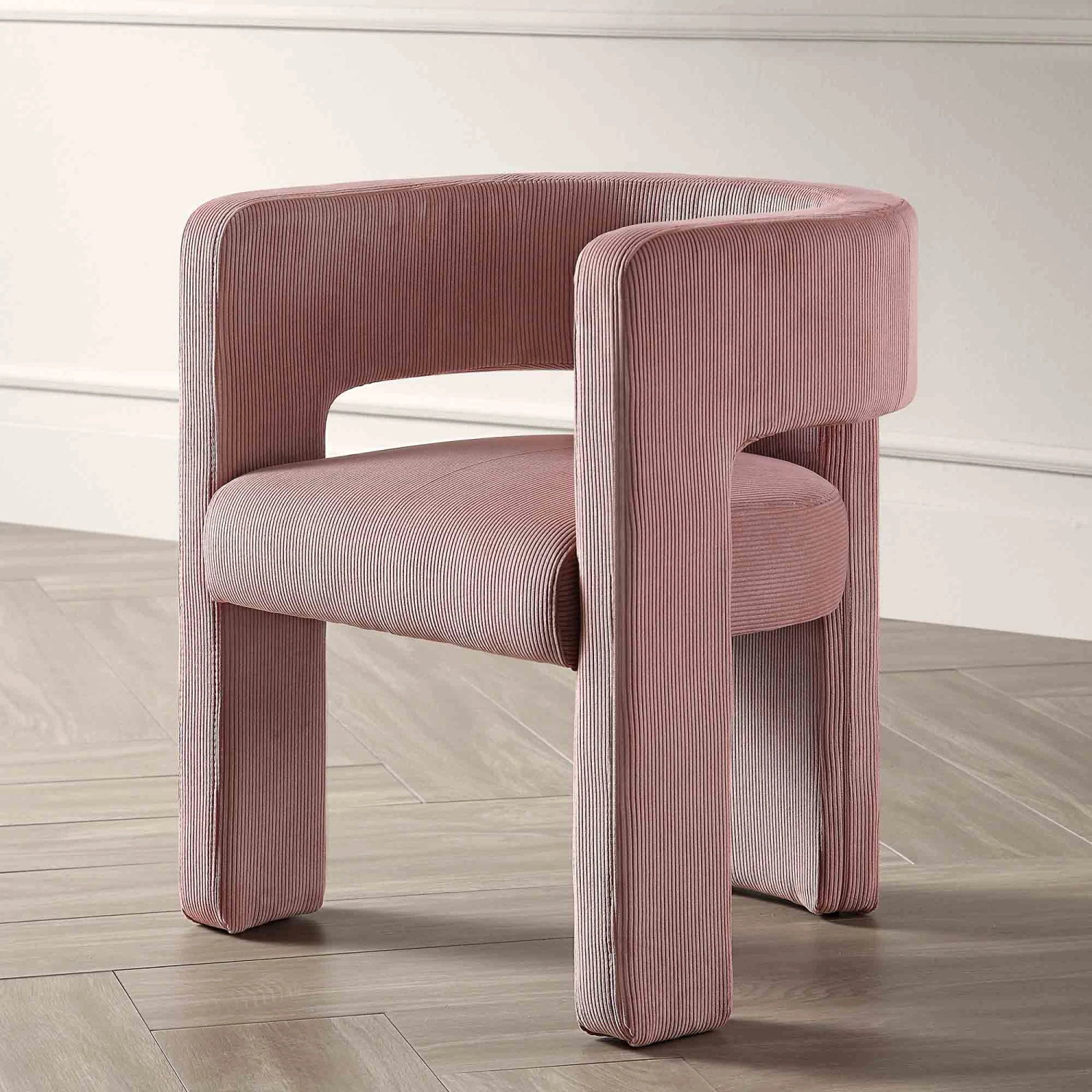 Greenwich Dusty Pink Corduroy Dining Chair β Curved Backrest Modern Accent Chair 2 Greenwich Dusty Pink Corduroy Dining Chair β Curved Backrest Modern Accent Chair - Image 2