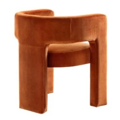 Greenwich Rust Velvet Curved Back Dining Chair – Burnt Orange Blocky Leg Accent Seat -Daals Store DCH 2159 RUST VEL WB4