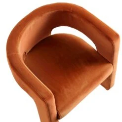 Greenwich Rust Velvet Curved Back Dining Chair – Burnt Orange Blocky Leg Accent Seat -Daals Store DCH 2159 RUST VEL detail1