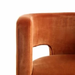 Greenwich Rust Velvet Curved Back Dining Chair – Burnt Orange Blocky Leg Accent Seat -Daals Store DCH 2159 RUST VEL detail4
