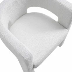 Greenwich White Boucle Sculptural Dining Chair – Curved Back & Block Leg Accent Chair -Daals Store DCH 2159 WHITE BOUCLE detail1