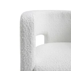 Greenwich White Boucle Sculptural Dining Chair – Curved Back & Block Leg Accent Chair -Daals Store DCH 2159 WHITE BOUCLE detail4