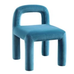 Libby Air Force Blue Velvet Dining Chair β Contemporary Geometric Block Leg Seat 14 Libby Air Force Blue Velvet Dining Chair β Contemporary Geometric Block Leg Seat -Daals Store DCH 2160 PETROL VEL WB1