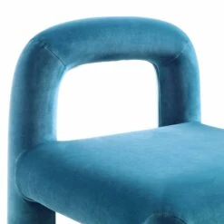 Libby Air Force Blue Velvet Dining Chair β Contemporary Geometric Block Leg Seat 21 Libby Air Force Blue Velvet Dining Chair β Contemporary Geometric Block Leg Seat -Daals Store DCH 2160 PETROL VEL detail2
