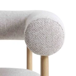 Fulbourn Beige Woven Fabric Dining Chair – Curved Tubular Backrest & Natural Wood Effect Legs -Daals Store DCH 2162 BEIGE WOV NAT detail3