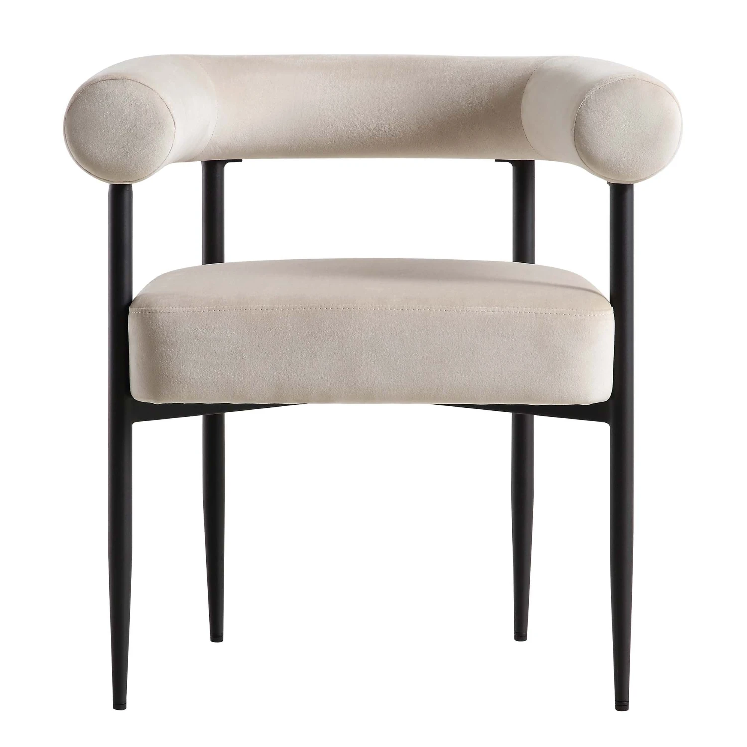 Fulbourn Champagne Velvet Dining Chair With Black Legs 4 Fulbourn Champagne Velvet Dining Chair With Black Legs - Image 4