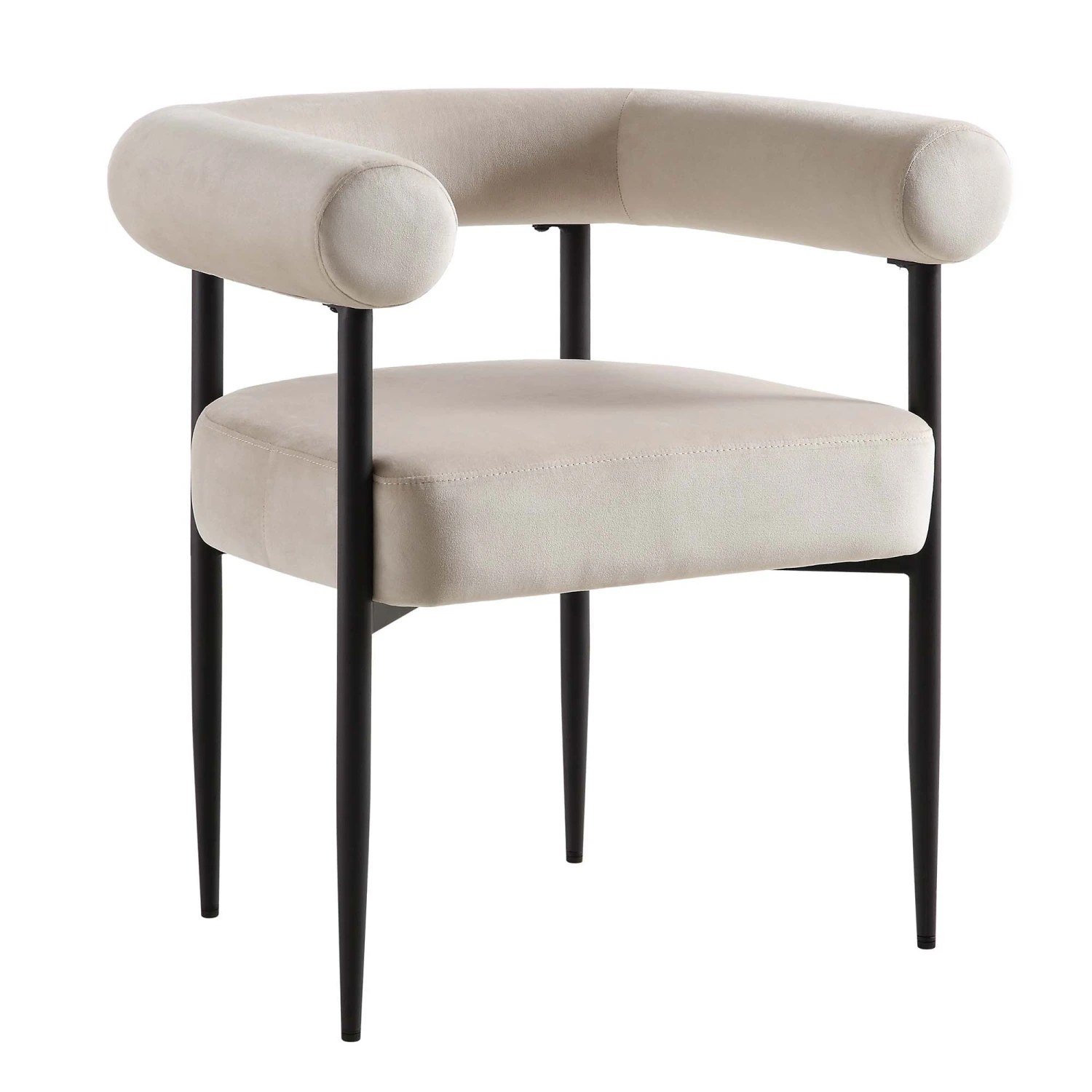 Fulbourn Champagne Velvet Dining Chair With Black Legs 5 Fulbourn Champagne Velvet Dining Chair With Black Legs - Image 5