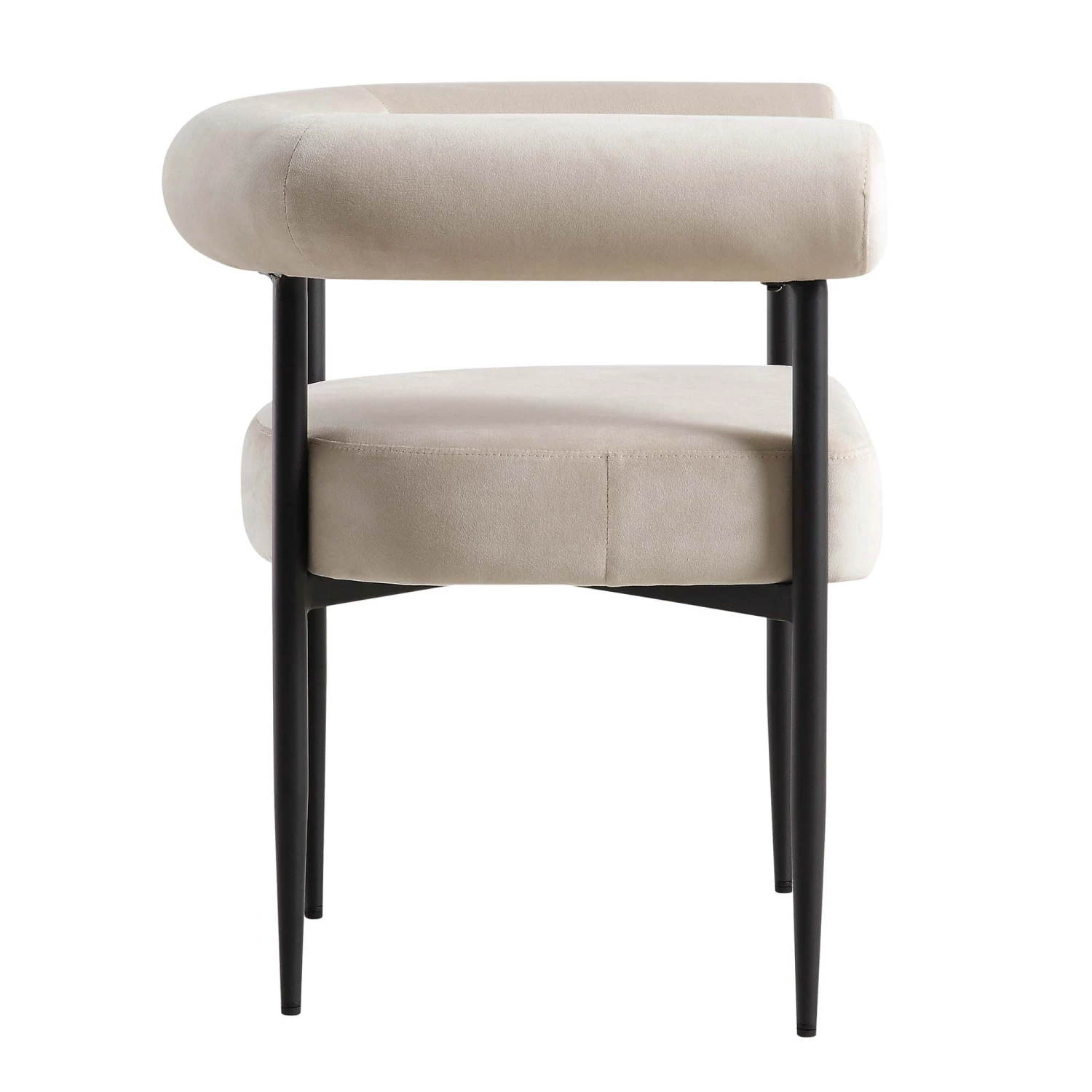 Fulbourn Champagne Velvet Dining Chair With Black Legs 7 Fulbourn Champagne Velvet Dining Chair With Black Legs - Image 7