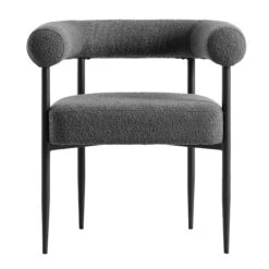 Fulbourn Charcoal Boucle Dining Chair With Black Metal Legs -Daals Store DCH 2162 CHARCOAL BOUCLE BLACK WB1