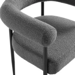 Fulbourn Charcoal Boucle Dining Chair With Black Metal Legs -Daals Store DCH 2162 CHARCOAL BOUCLE BLACK detail2