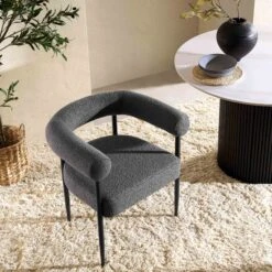 Fulbourn Charcoal Boucle Dining Chair With Black Metal Legs -Daals Store DCH 2162 CHARCOAL BOUCLE BLACK scene2