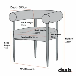 Fulbourn Champagne Velvet Dining Chair With Black Legs 18 Fulbourn Champagne Velvet Dining Chair With Black Legs -Daals Store DCH 2162 CHART 2