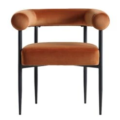 Fulbourn Rust Velvet Dining Chair β Black Tapered Legs & Tubular Wrap-Around Back 16 Fulbourn Rust Velvet Dining Chair β Black Tapered Legs & Tubular Wrap-Around Back -Daals Store DCH 2162 RUST VEL BLACK WB1