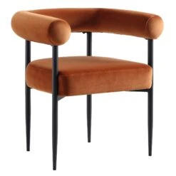 Fulbourn Rust Velvet Dining Chair β Black Tapered Legs & Tubular Wrap-Around Back 17 Fulbourn Rust Velvet Dining Chair β Black Tapered Legs & Tubular Wrap-Around Back -Daals Store DCH 2162 RUST VEL BLACK WB2