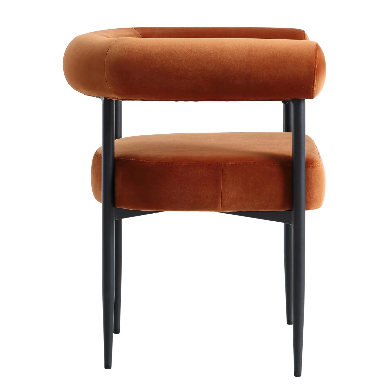 Fulbourn Rust Velvet Dining Chair β Black Tapered Legs & Tubular Wrap-Around Back 7 Fulbourn Rust Velvet Dining Chair β Black Tapered Legs & Tubular Wrap-Around Back - Image 7