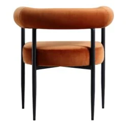 Fulbourn Rust Velvet Dining Chair β Black Tapered Legs & Tubular Wrap-Around Back 21 Fulbourn Rust Velvet Dining Chair β Black Tapered Legs & Tubular Wrap-Around Back -Daals Store DCH 2162 RUST VEL BLACK WB5