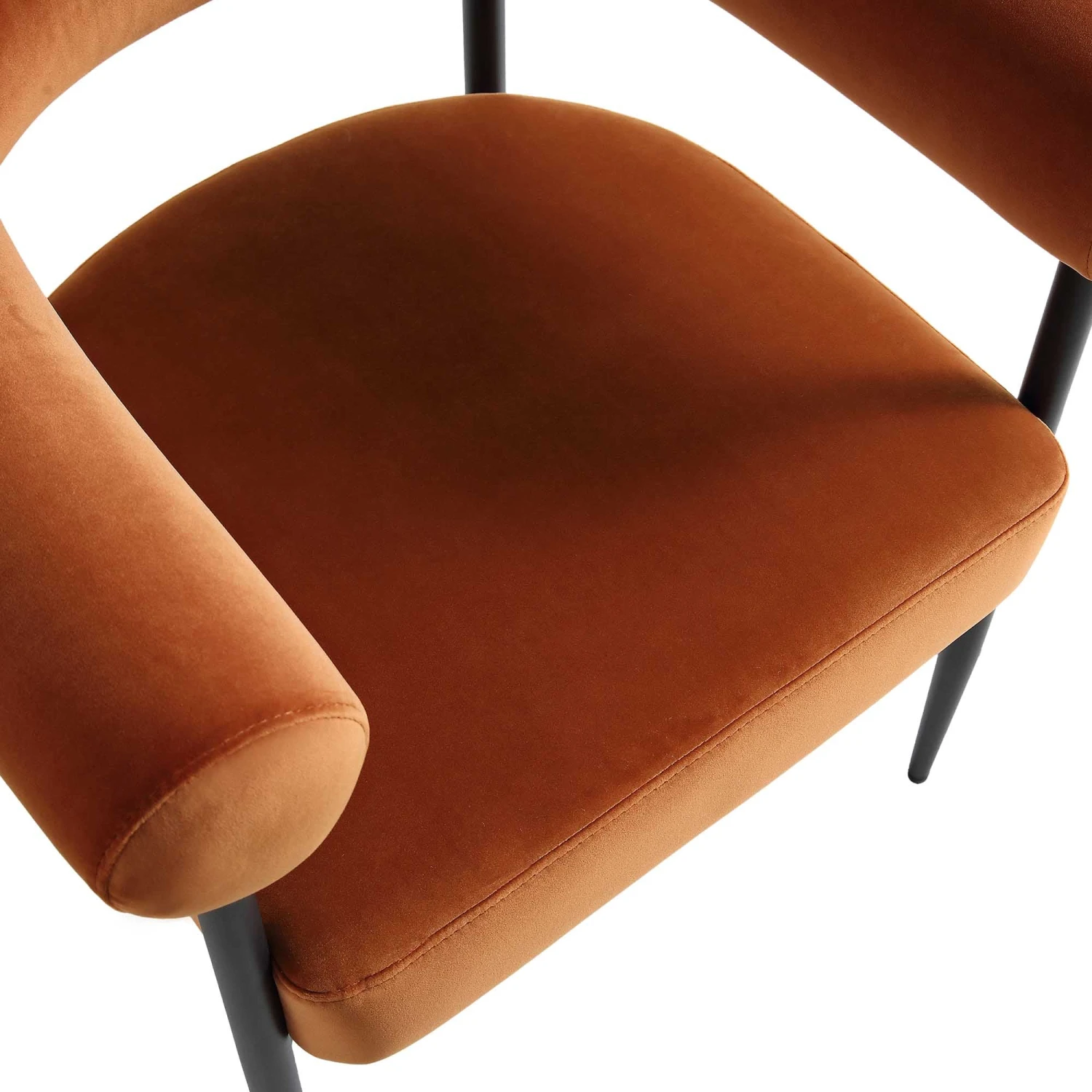 Fulbourn Rust Velvet Dining Chair β Black Tapered Legs & Tubular Wrap-Around Back 10 Fulbourn Rust Velvet Dining Chair β Black Tapered Legs & Tubular Wrap-Around Back - Image 10