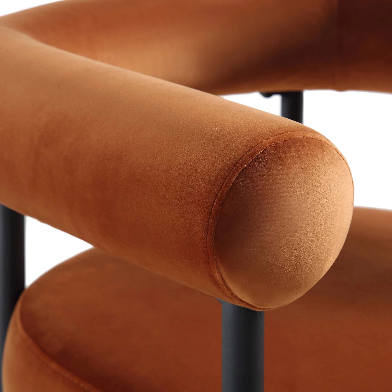 Fulbourn Rust Velvet Dining Chair β Black Tapered Legs & Tubular Wrap-Around Back 11 Fulbourn Rust Velvet Dining Chair β Black Tapered Legs & Tubular Wrap-Around Back - Image 11