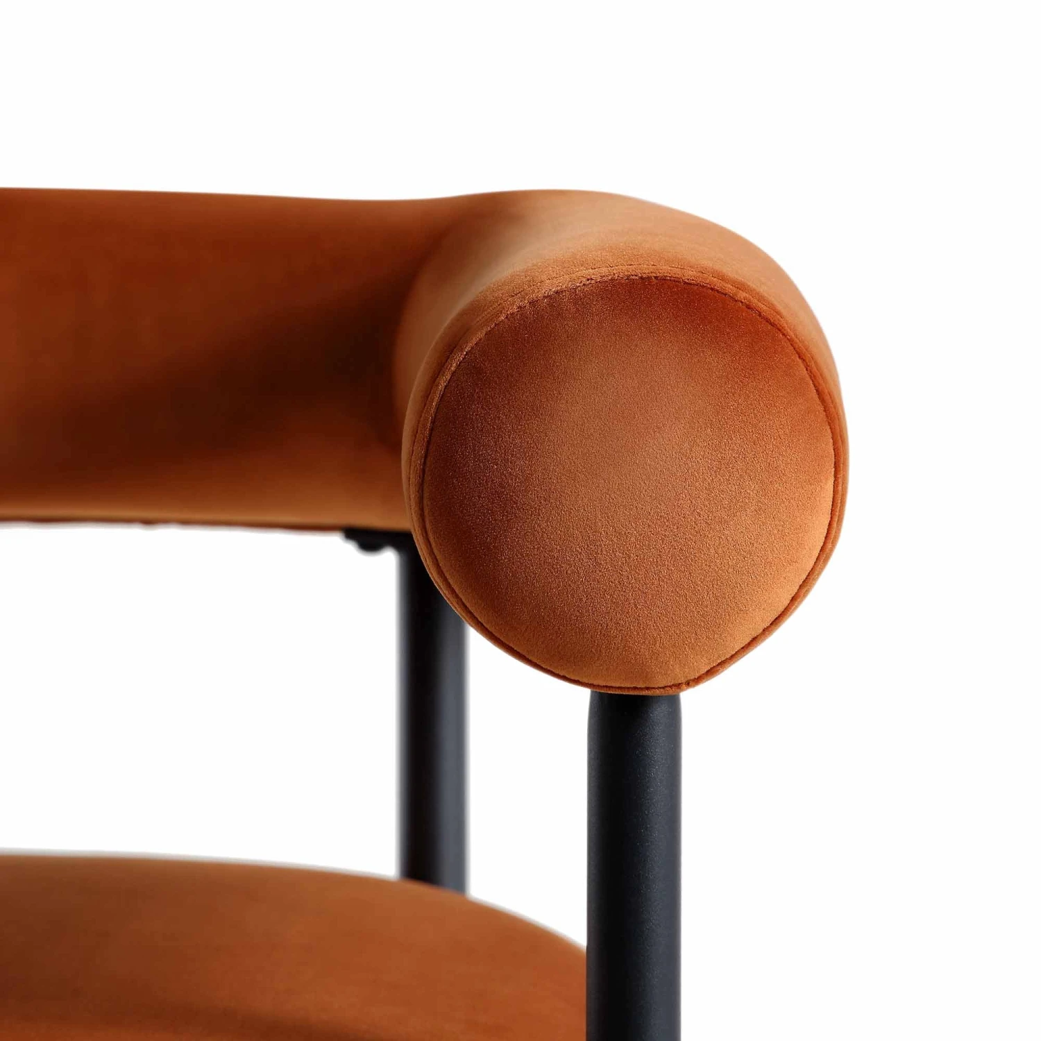 Fulbourn Rust Velvet Dining Chair β Black Tapered Legs & Tubular Wrap-Around Back 12 Fulbourn Rust Velvet Dining Chair β Black Tapered Legs & Tubular Wrap-Around Back - Image 12