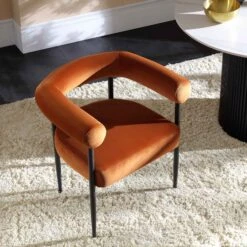 Fulbourn Rust Velvet Dining Chair β Black Tapered Legs & Tubular Wrap-Around Back 15 Fulbourn Rust Velvet Dining Chair β Black Tapered Legs & Tubular Wrap-Around Back -Daals Store DCH 2162 RUST VEL BLACK scene2
