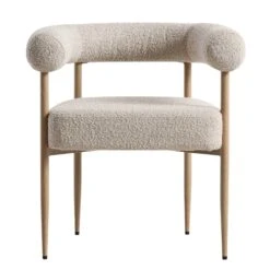 Fulbourn Taupe Boucle Dining Chair With Natural Wood Effect Legs -Daals Store DCH 2162 TAUPE BOUCLE NAT WB1