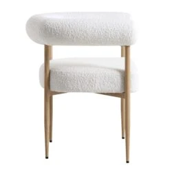 Fulbourn White Boucle Dining Chair – Modern Wrap-Around Design with Natural Wood Effect Legs -Daals Store DCH 2162 WHITE BOUCLE NAT WB3